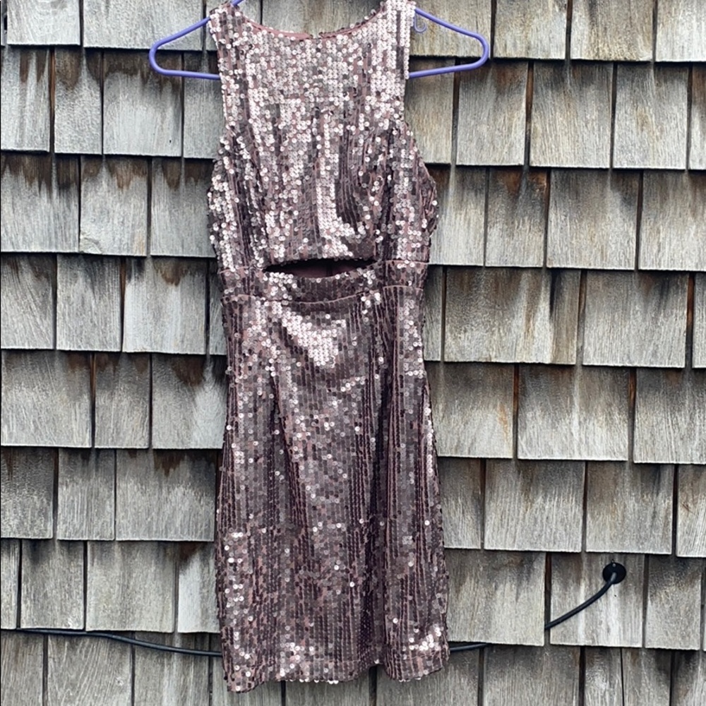 Mauve sequined body con dress
